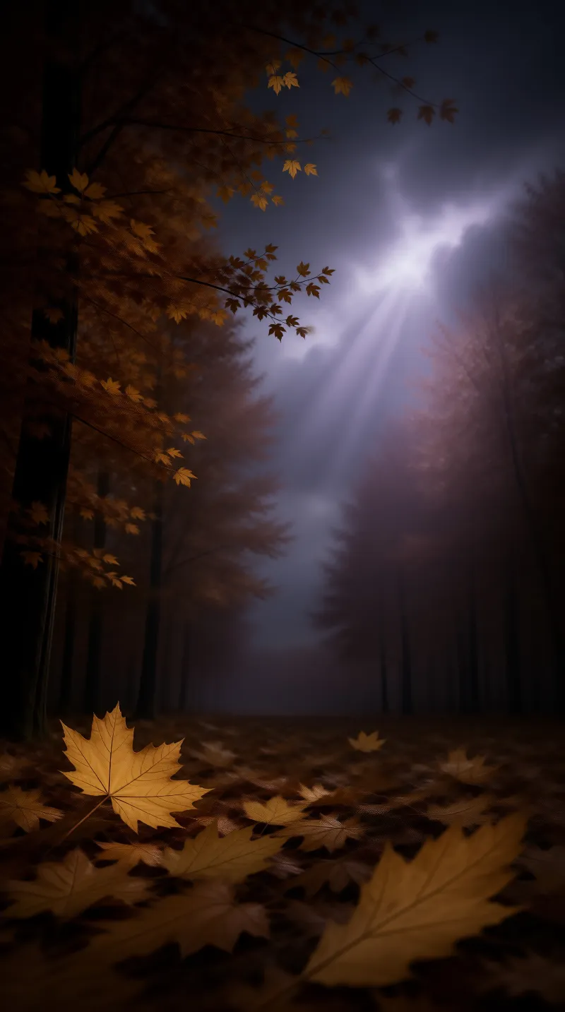 Autumn Forest with Sunbeams