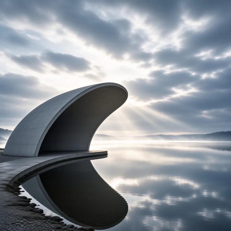 Curved Pavilion at Sunrise