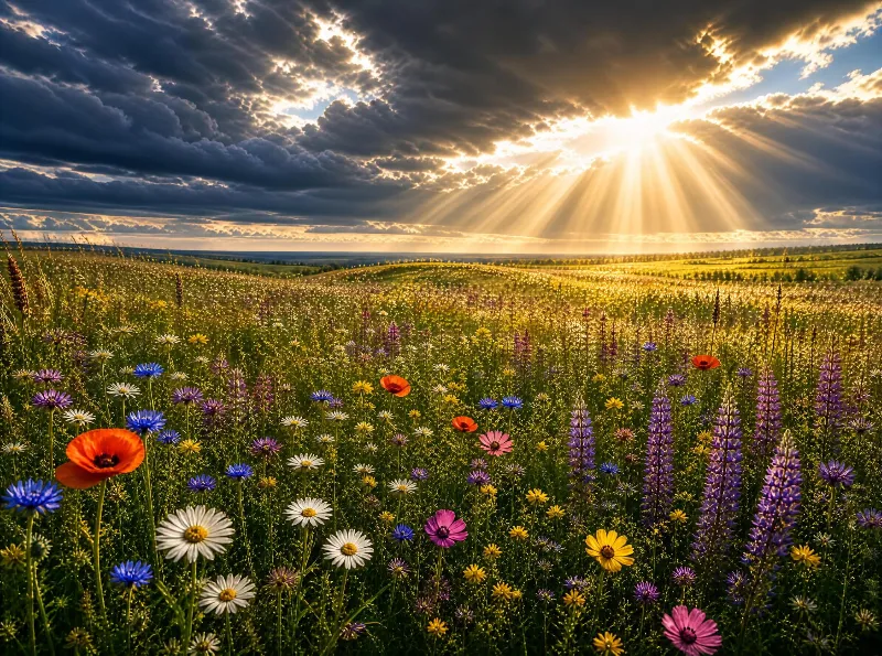 Golden Hour Wildflower Field