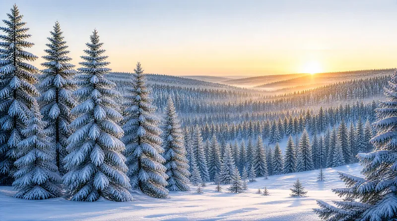 Snowy Forest Sunrise