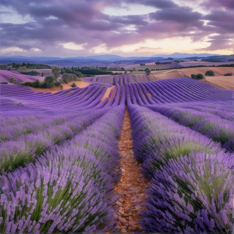 Lavender Fields at Dusk