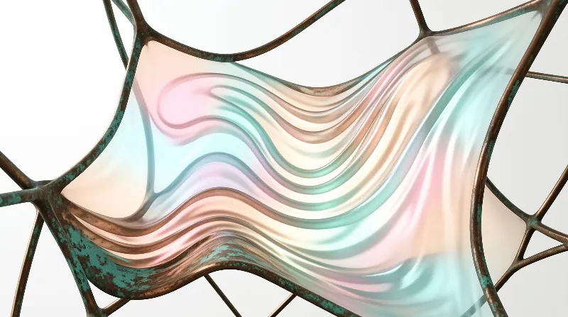 Abstract Iridescent Mesh Art