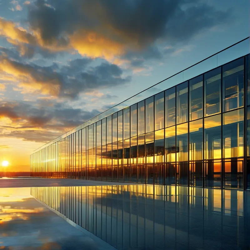 Glass Building at Sunset