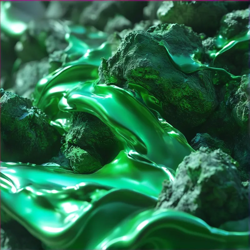 Green Slime on Mossy Rocks