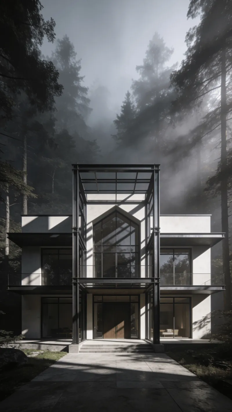 Villa with Steel Frame — Misty Forest