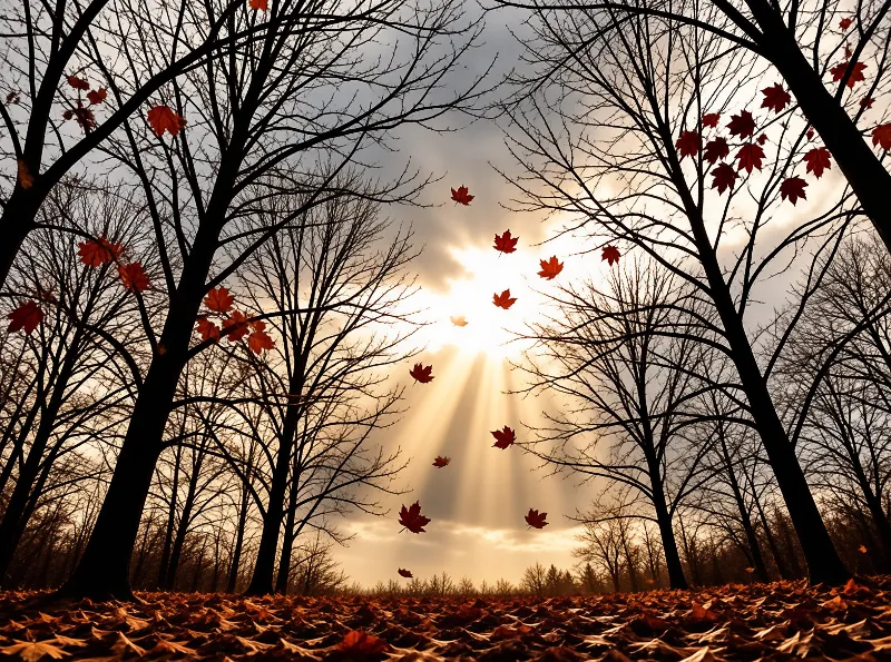 Sunlit Autumn Forest