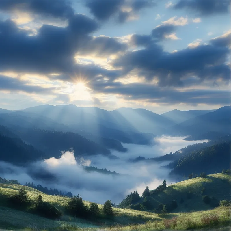 Sunlight Over Mountain Valley