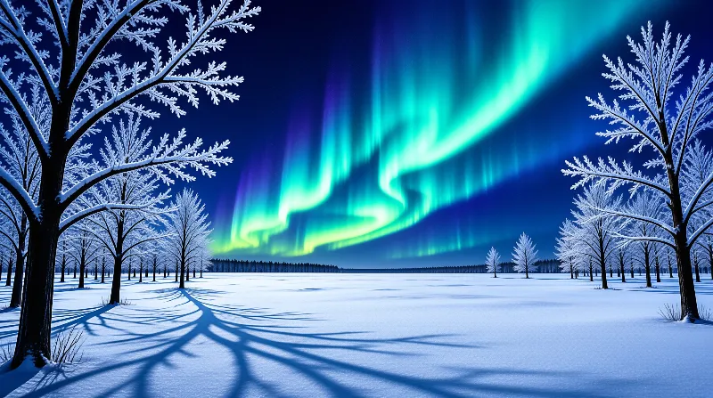 Winter Aurora Landscape