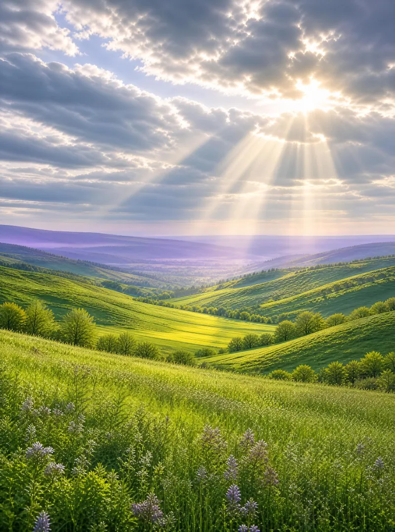 Sunbeams Over Green Valley