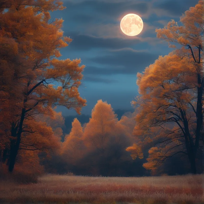 Moonlit Autumn Landscape