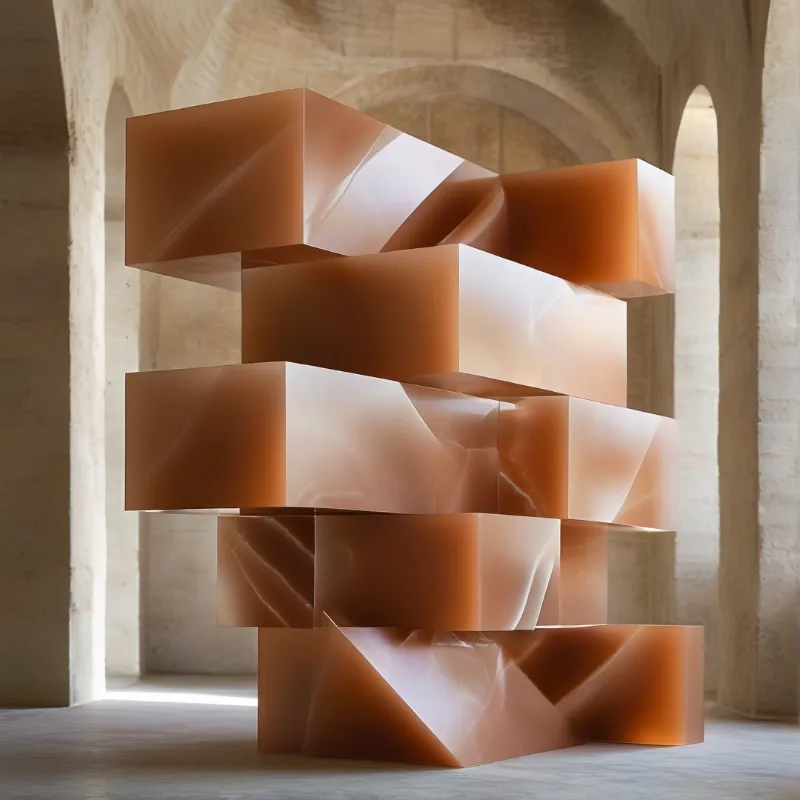 Amber Geometric Sculpture