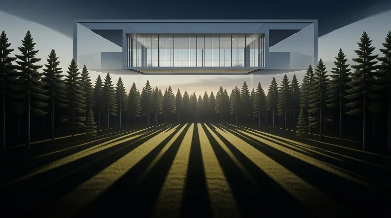 Modern Structure Above Forest