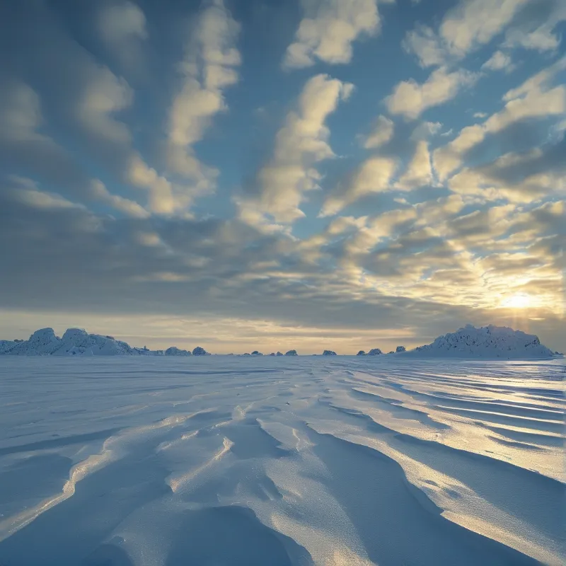 Vast Snowfield and Mountains