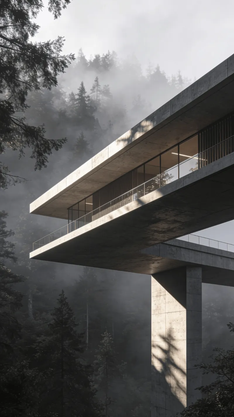 Bridge with Floating Cantilever — Misty Forest