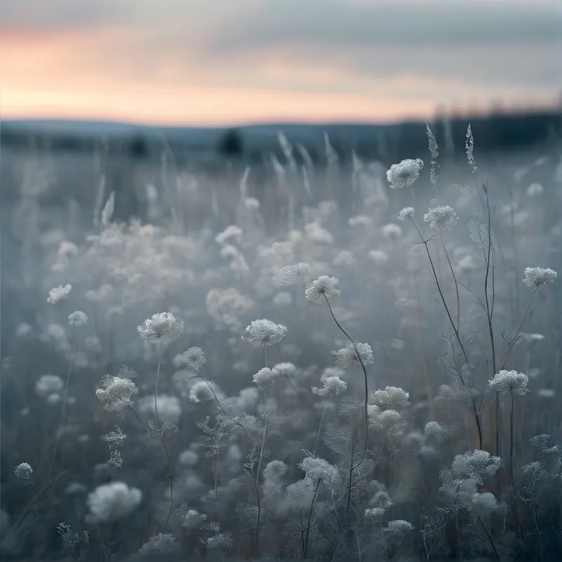 Misty Wildflower Field
