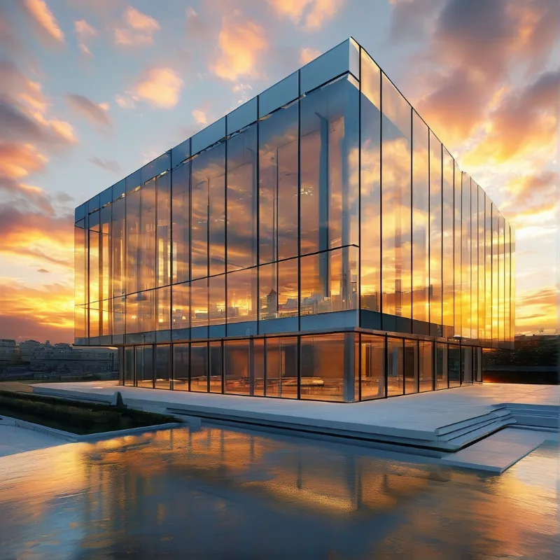Glass Building at Sunset