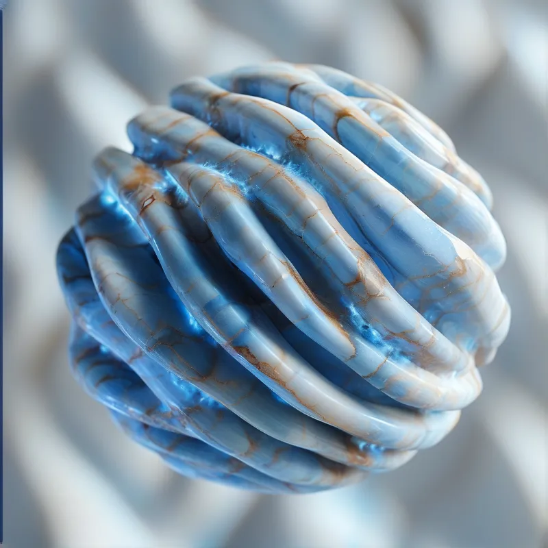 Blue Layered Stone Sphere