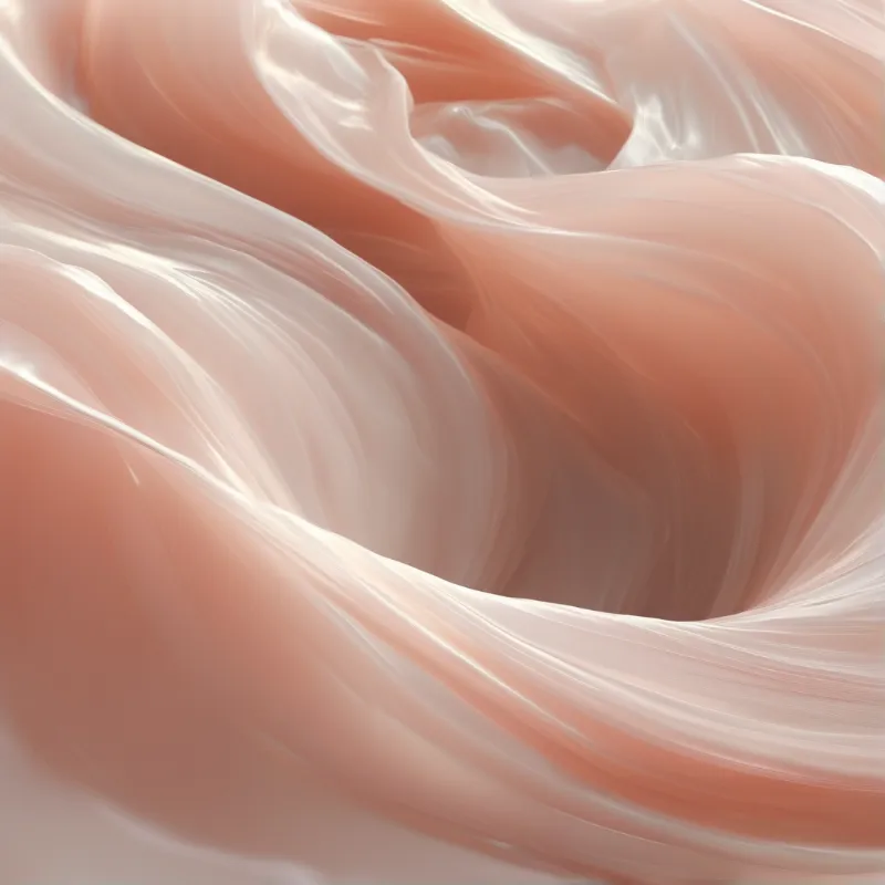 Shiny pink liquid forms smooth waves across a white surface with bright highlights.