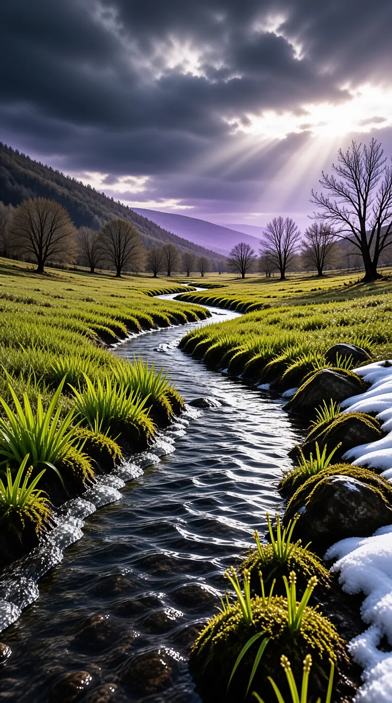 Sunlit River in Green Valley