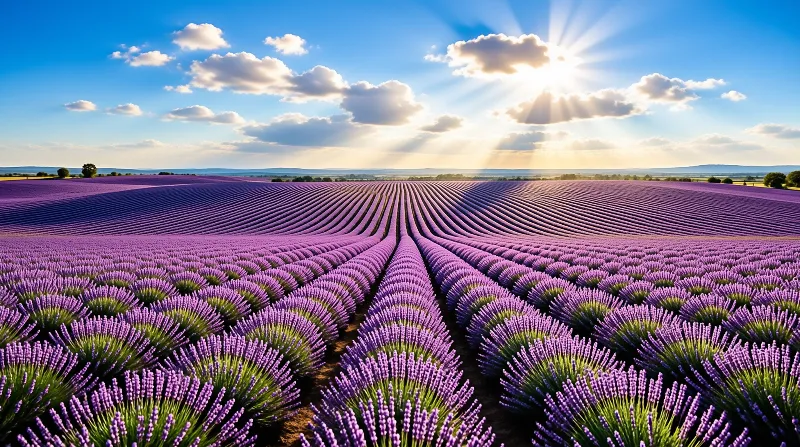 Sunlit Lavender Field