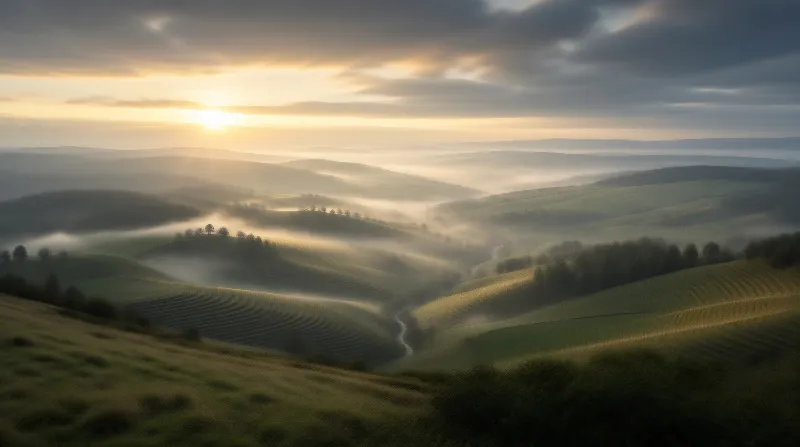 Misty Hills at Sunrise