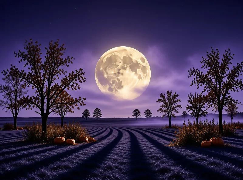 Full Moon over Pumpkin Field