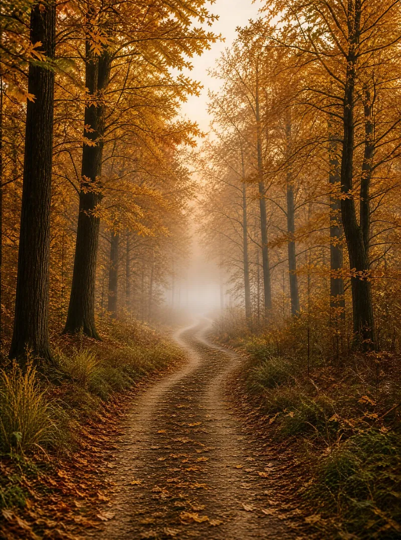 Golden Autumn Forest Path