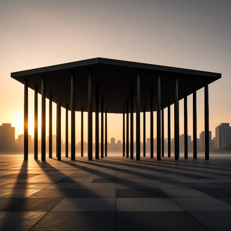 Modern Pavilion at Sunset