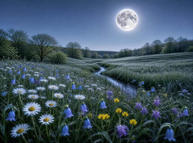 Moonlit Flower Meadow