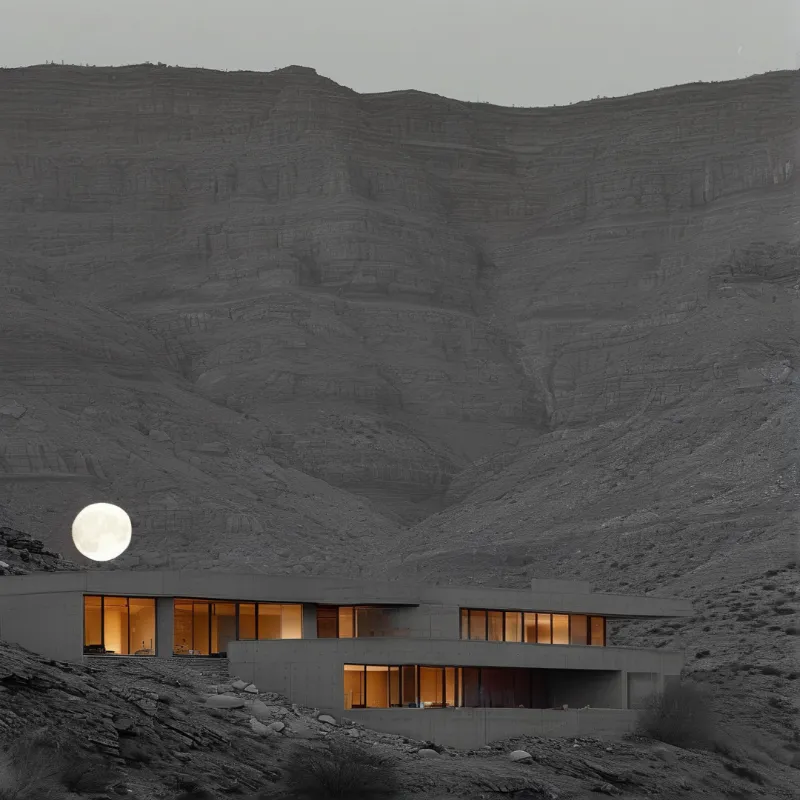 Mountain Villa at Night