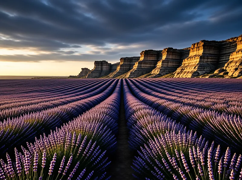 Lavender Field at Sunset