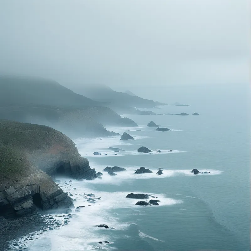 Misty Coastal Cliffs