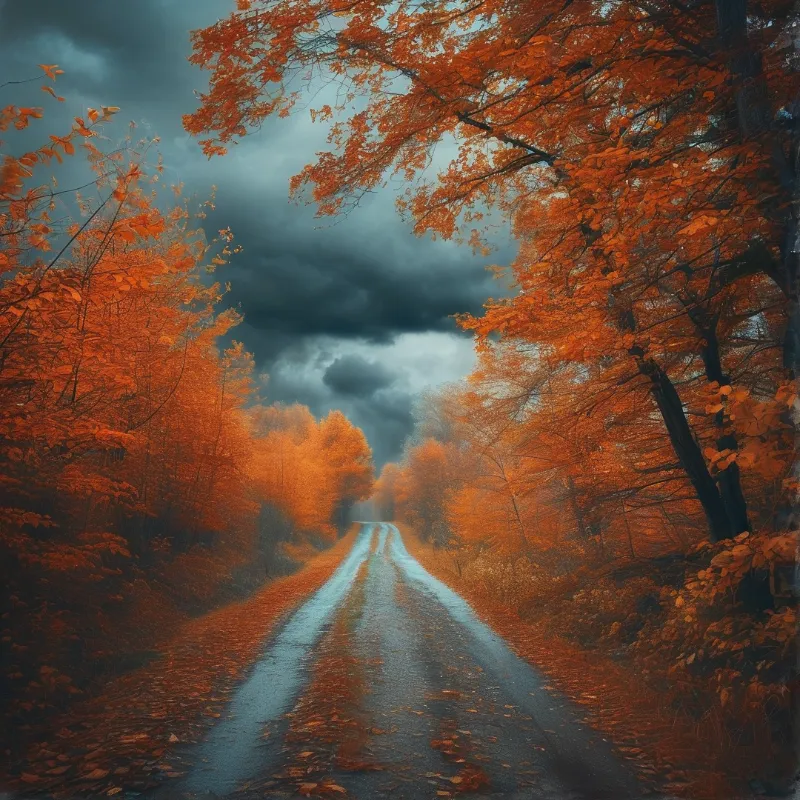 Stormy Autumn Road