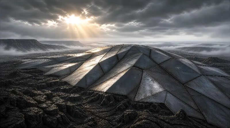 Futuristic Dome in Barren Landscape