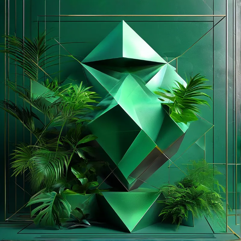 Green Geometric Sculpture