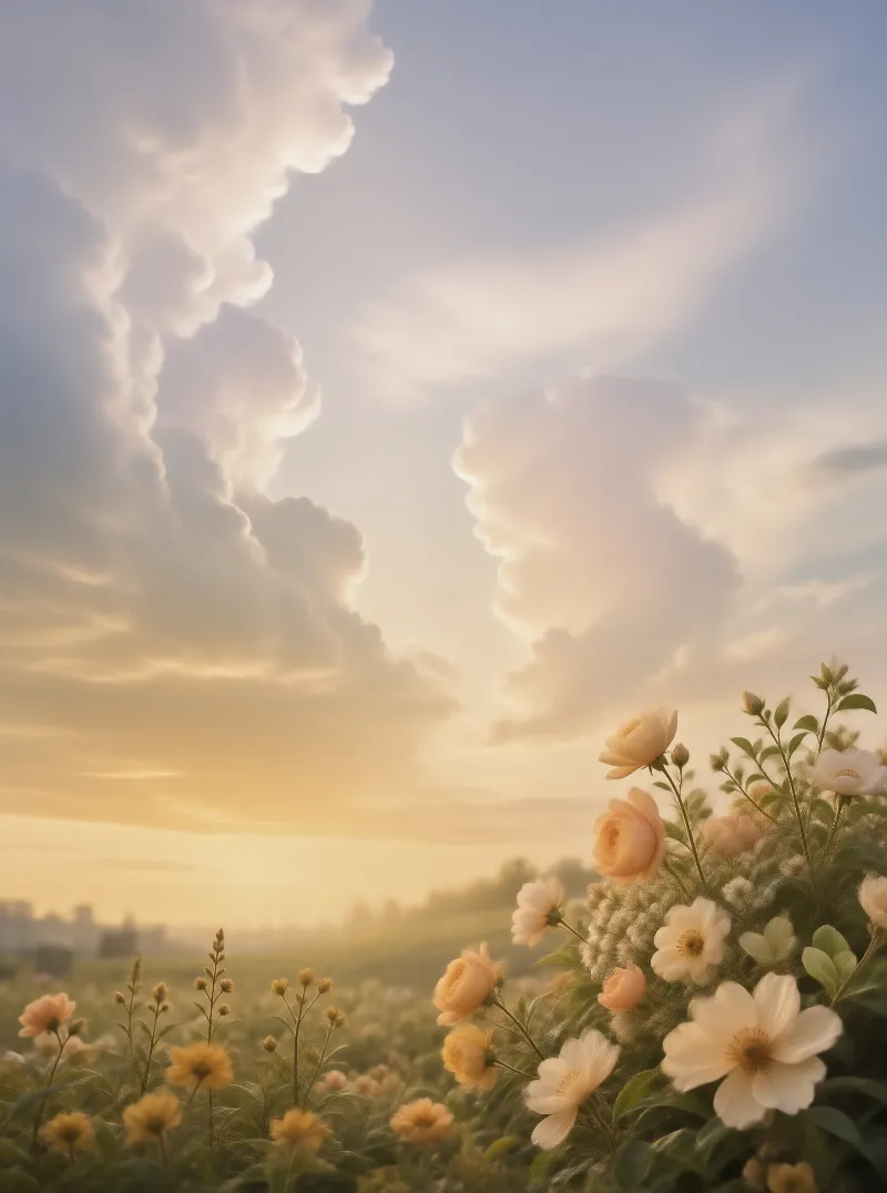 Golden Hour Flower Field
