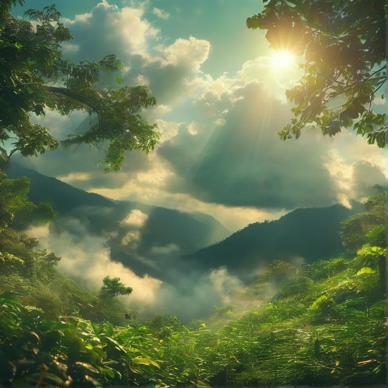 Sunlit Mountain Valley
