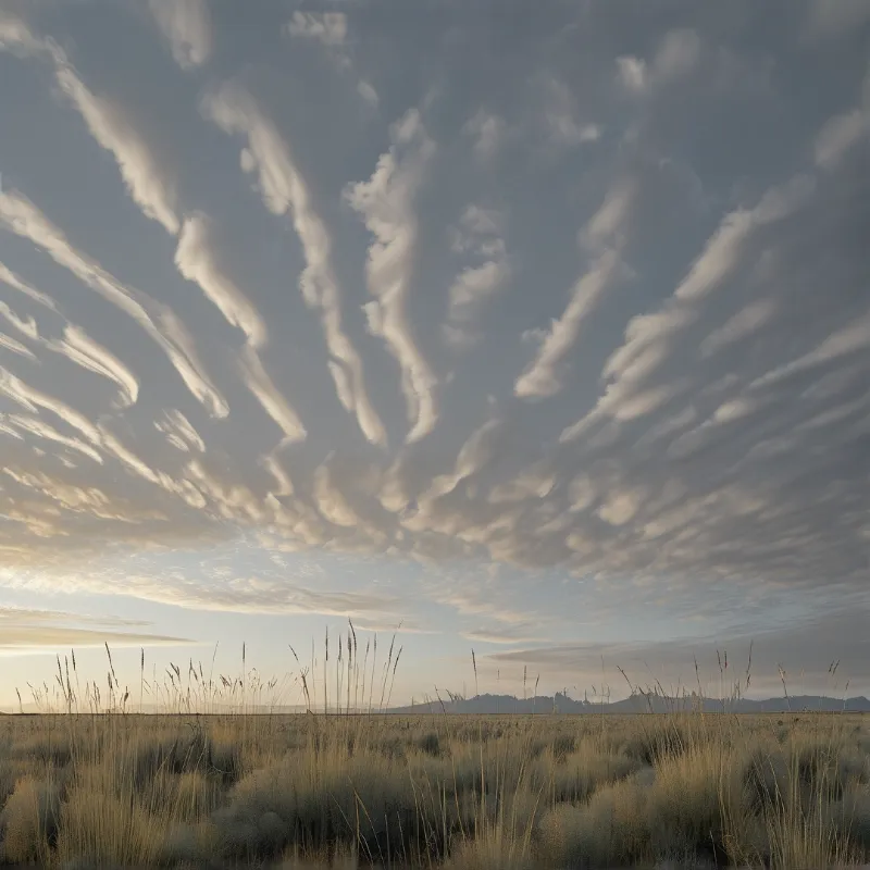 Streaky Clouds Over Grassland