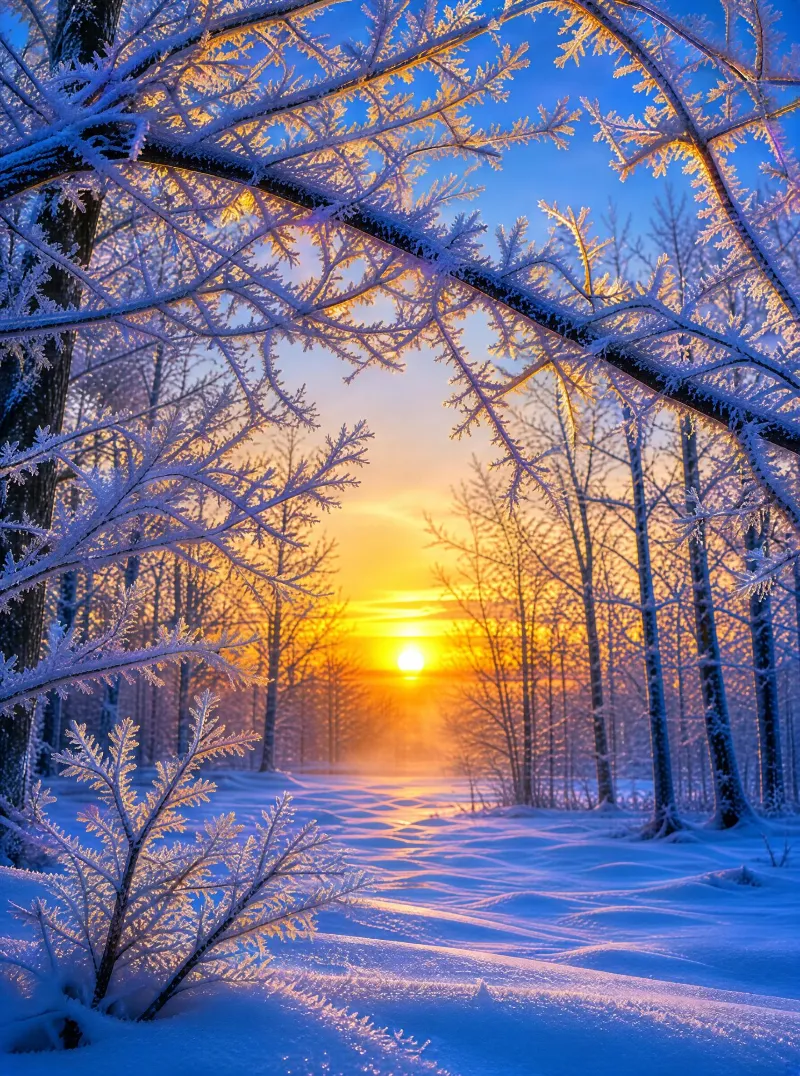 Frosty Forest at Sunrise