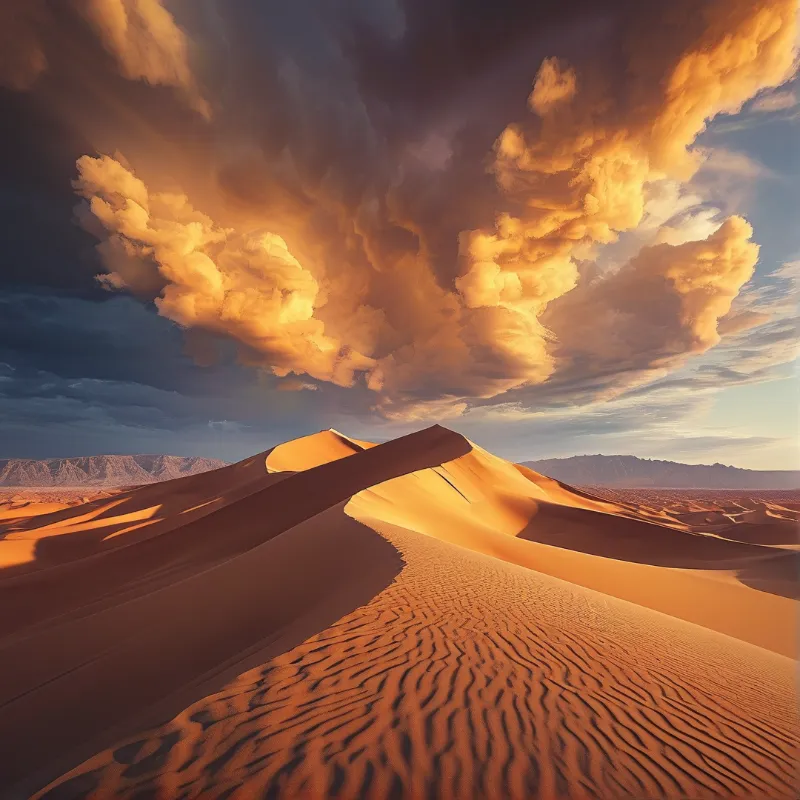 Golden Desert Dunes at Sunset