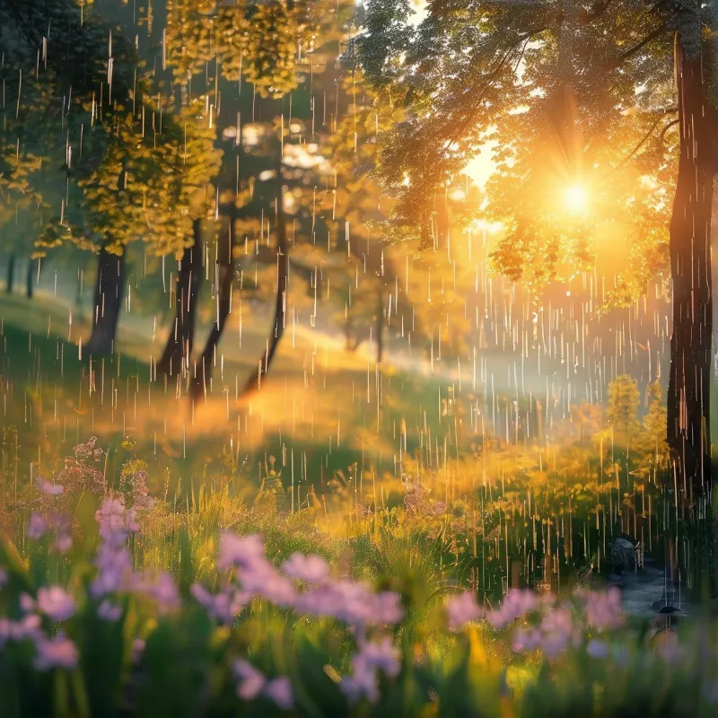 Golden Sunlight in Forest