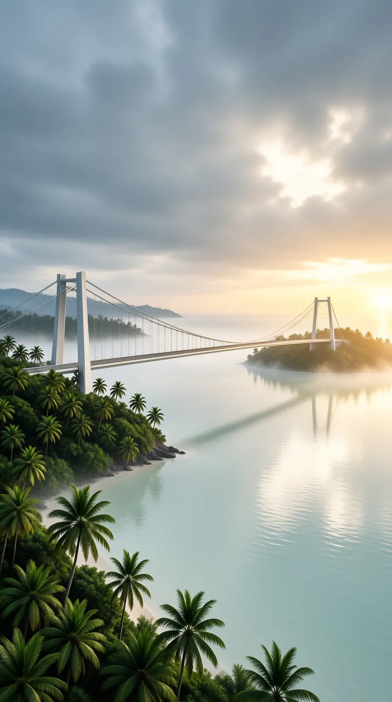 Tropical Bridge at Sunrise