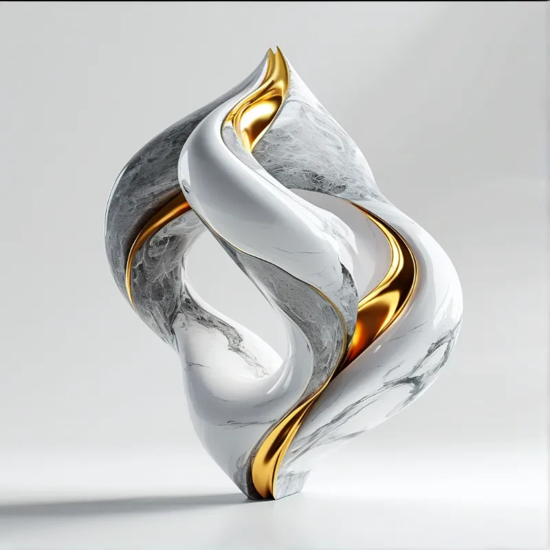 Abstract Marble Gold Sculpture