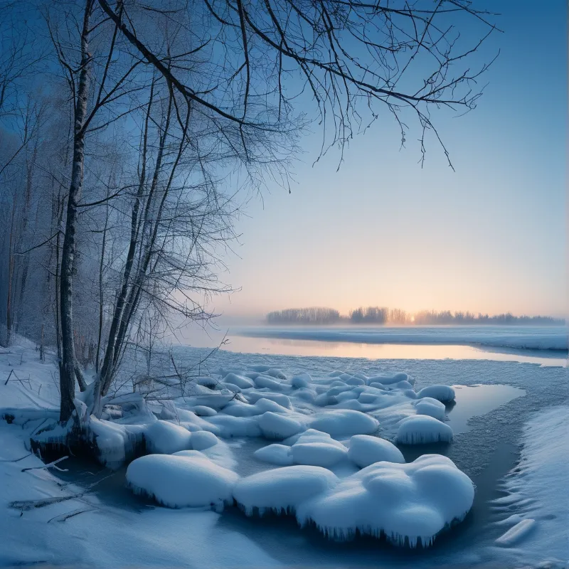 Winter Frozen River Landscape