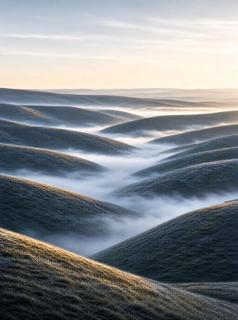 Rolling Hills in Morning Mist