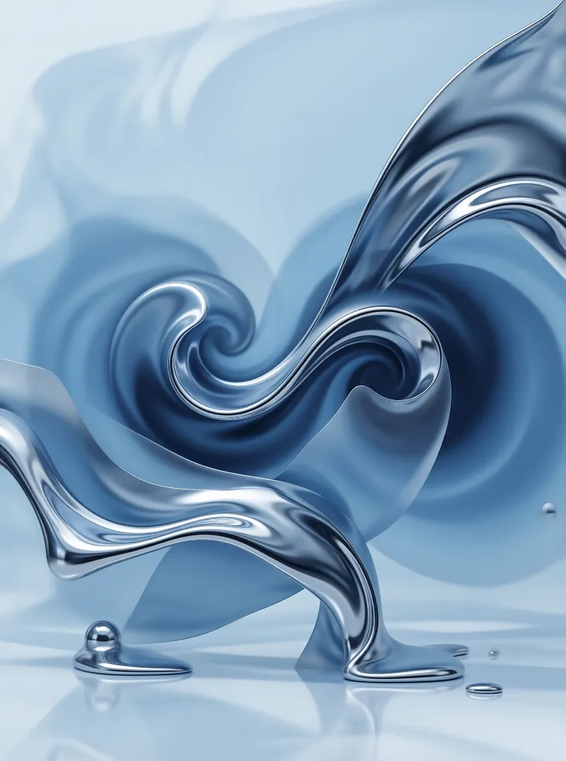 Abstract Blue Liquid Metal