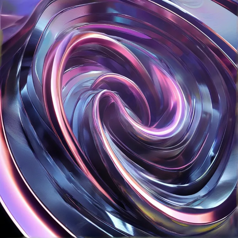 A swirling pattern of metallic hues in purple and pink tones creates a dynamic abstract composition