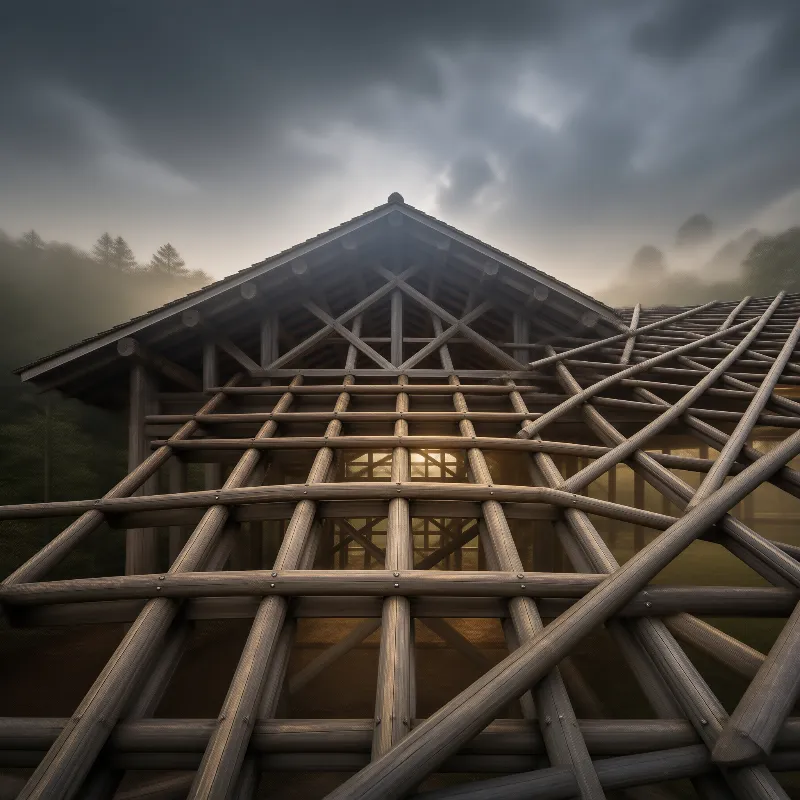 Modern Wooden Cabin in Mist
