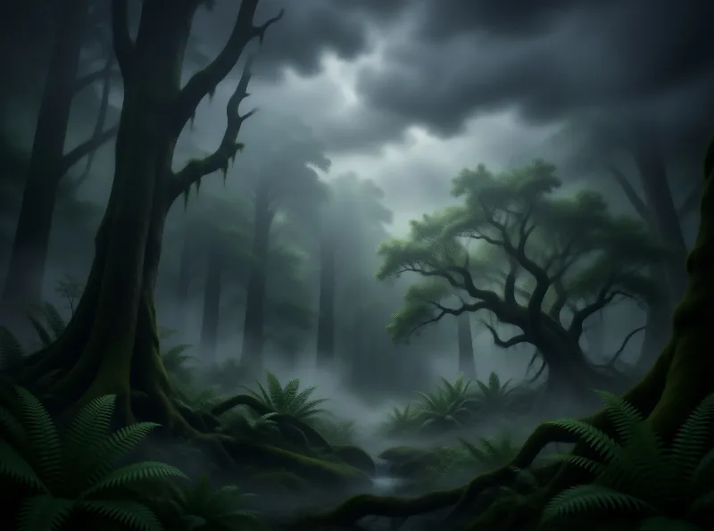 Misty Forest Scene