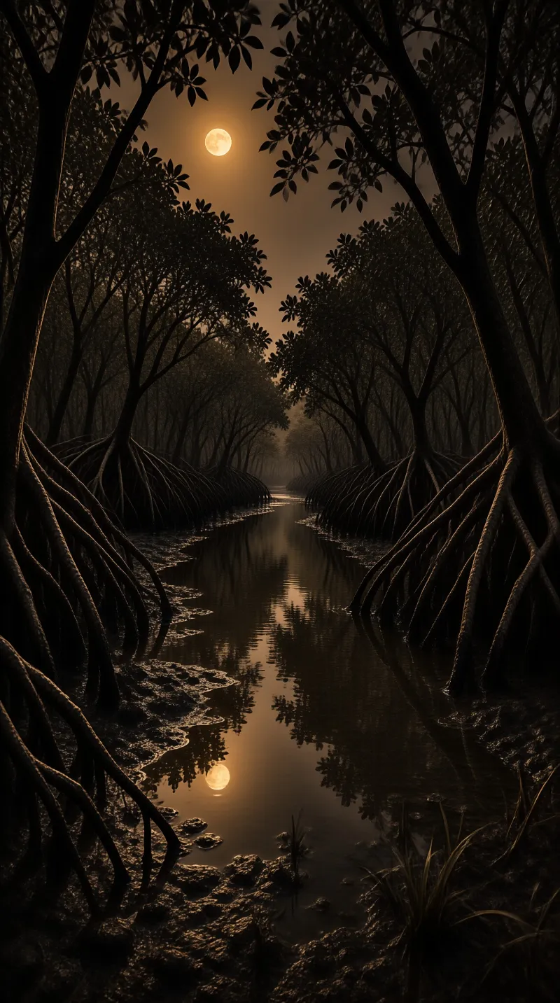 Moonlit Mangrove Channel